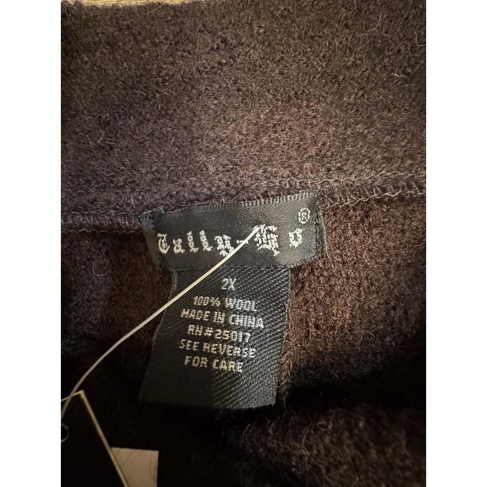 Vintage Tally Ho 100% Wool Sweater Brown Open Front Short Sleeve Jacket Size 2X - Picture 7 of 10